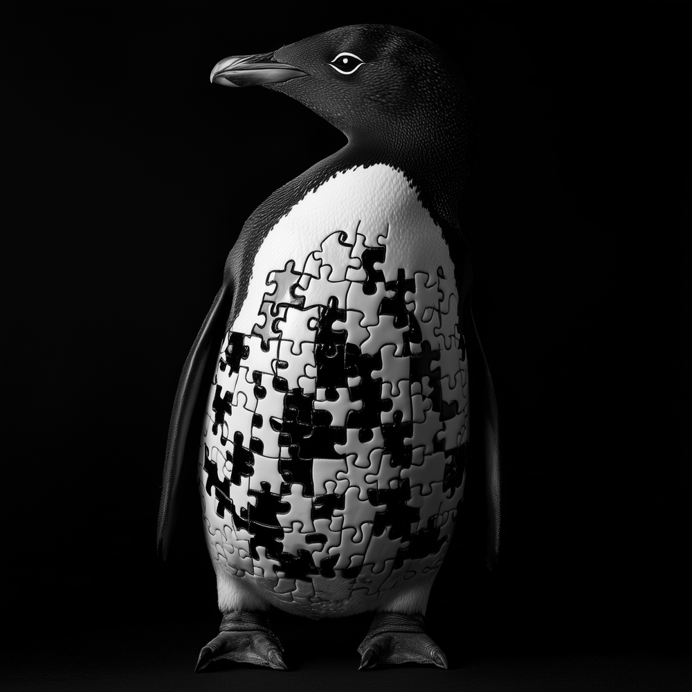 Penguin with puzzle pattern